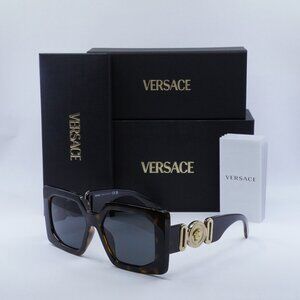 Versace VE4478U 108/87 Square Sunglasses - Havana/Dark Grey